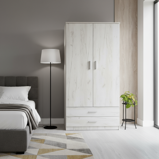 Armario GOYA - 2 Puertas con 2 Cajones + Estanteria