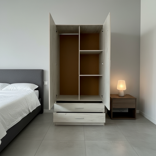 Armario GOYA - 2 Puertas con 2 Cajones + Estanteria